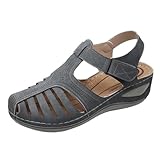Closed Toe Sandals For Women Clearance, Orthopedic Wedge Sandal With Arch Support, Ladies Retro Hollow Out Gladiator Shoes Outdoor chunky sandals Comfy Ankle Strap Shoe Uk Size 4.5-7.5
