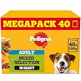 Pedigree Adult Dog Wet Food Pouch Mixed Selection in Gravy, 40x100g