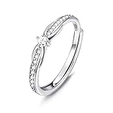 MILACOLATO Silver Rings For Women, 925 Sterling Silver Adjustable Rings Infinity Engagement Wedding Promise Rings For Her, Cubic Zirconia Half Eternity Ring Thumb Ring Jewellery With Gift Box A