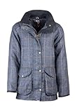 Rydale Ladies Long Tweed Jacket Women's Check Tweed Wool Country Coat (UK, Numeric, 12, Regular, Regular, Dark Blue Tweed)