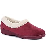 Pavers Men's Fluffy Sandals in Burgundy - Faux Fur Slip-Ons Slippers Offering Warmth and Comfort - Distinctive Fur Collar Design - Size UK 5 / EU 38