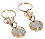 MIDHILL® PREMIUM 2Pk TROLLEY COIN KEY RING UK SET Shopping Trolley Token Keyrings | Trolley Tokens for Supermarket | New Pound UK Coin | Locker Coin