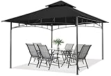 MASTERCANOPY Outdoor Garden Gazebo for Patios with Stable Steel Farme (3.3x3.3M, Black)