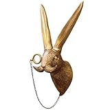 GUASDIE Animal Heads Wall Decor, Faux Deer Head Mount, Animal Sculptures Wall Decor, Resin Animal Head Wall Hanging Decoration for Living Room Bedroom Kitchen Gift,Rabbit