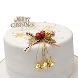 Evelay Cake Decoration Set Holly & Bells With Merry Christmas Sign Motto Party Accessories
