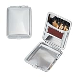 NICENEEDED Metal Match Box Case, Stainless Steel Matchboxes Matchstick Holder with Friction Plate Striker, Vintage Portable Mini Storage for Fireplace Outdoor Camping