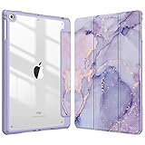FINTIE Hybrid Case for iPad 6th/5th Gen (2018-2017) and iPad Air 2/Air 1 (2014-2013) - 9.7 Inch Shockproof Hard Shell Clear Cover with Pencil Holder, Lilac Marble