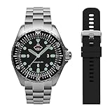Ruhla 4960M5_Set Men's Watch Automatic Mine Diver with Black Interchangeable Strap
