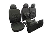 Texmar Designed to fit MERCEDES SPRINTER CRAFTER 2006-2018 RHD ALL BLACK ECO LEATHER Seat Covers 2+1 (1 single 1 double)