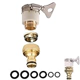 Round Universal Mixer Tap Hose Connector Adapter for Hose Pipe,1/2&3/4Inch 2in1 Garden Kitchen Brass Tap to Hose Connector,Hoses Pipe Fitting for Outside Garden Kitchen Taps,Top Max Diameter 23mm
