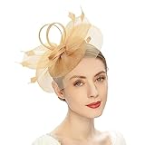 BYUTFA Headgear Elegant Fascinator Hat Pillbox Hat for Women Cocktail Tea Party Headwear Exquisite French Fascinator for Wedding Gold