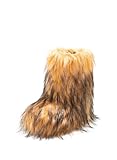 IXU Women's Faux Fur Boot Furry Fluffy Round Toe Suede Winter Comfy Plush Warm Short Outdoor Indoor Flat Shoes Mid-Calf Boots, Brown, 5.5 UK