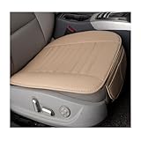 Adunsiaoto Breathable Bamboo Charcoal Leather Car Seats Cover, Car Seat Cushion Driver Leather Pad Front Anti-Slip, Car Seat Cover Protector for Front Seat Bottom, for Cars Seats(Beige)