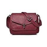 NICOLE & DORIS Women Small Crossbody Bag Vintage Shoulder Bag Soft Leather Satchel Bag Multi Pockets Handbags Messenger Bag Lightweight Hobo Bags Red