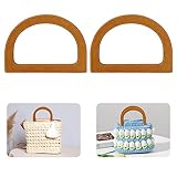 Wooden Purse Handles D Shape Wooden Bag Handle Replacement Handbag Purse Handle for Handmade Beach Bag Handbags Straw Bag Purse Handles Light Brown 2 Pcs