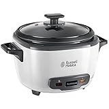 Russell Hobbs Electric Rice Cooker - 2kg (14 Portion - 145g per serving) Removable non stick bowl, Dishwasher-safe bowl & lid, Steamer basket, measuring cup & spoon inc, Energy Saving, 500W, 27040