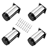 Qrity 4x Adjustable Furniture Legs, 120mm Cabinet & Table Feet, Silver Chrome Finish, Heavy Duty Metal Legs for Kitchen, Bedroom, Office