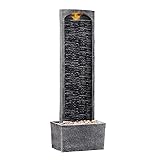 Teamson Home Garden Water Feature with LED Lights and Pump, Large Garden Water Fountain, Indoor and Outdoor Straight Waterfall Fountain, Slate Effect