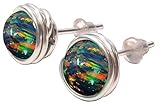 Natural Black Fire Opal 6mm Gemstone Handmade 925 Sterling Silver Handmade Studs Earrings