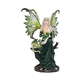 Nemesis Now Giada - Small Forest Fairy Figurine with Dragon Familiar, 31cm Fairy Statue, Whimsical Fairies Figurines for Dragon Fans, Gothic Decor, Fantasy Collectors, Resin Figure