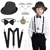 Beipegin Old Man Costume Kids, Grandpa Costume Set, Old Man Fancy Dress for Halloween Cosplay Retro 80s Party