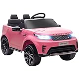 AIYAPLAY Land Rover Discovery Licensed 12V Electric Car for Kids, Ride on SUV with Remote Control, 4 Wheel Suspension System, Slow Start, LED Lights, Music, for 3-6 Years Old, Pink