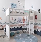Noa and Nani Lottie Highsleeper Cabin Bed with Straight Ladder in Classic White