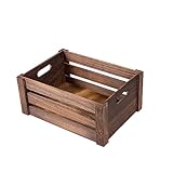 Wickerfield Wooden Crate with Handles Shelve Basket, Racking Box, Gift Hampers for Wedding Decoration, Retail Display and Home Storage Reusable Washable Rectangular (Brown Small)
