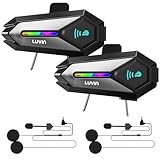 LUVIN Helmet Bluetooth Headset, Motorcycle Intercom Front & Rear 2-Riders, IP65 Waterproof, 1000mAh, Motorbike Helmets Bluetooth Headphone Earbuds for Men Birthday Gifts (Black 2Pack)