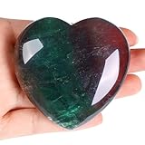 GUJOXILA 2.4" Fluorite Crystal Large Heart Shaped Love Healing Crystals Gifts for Women Beginners Gemstones Ornaments Protection Polished Nature Reiki Balancing Meditation Spiritual Stones