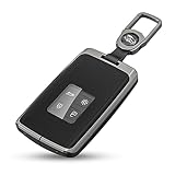 Car Key Cover Case for Renault, 4 Buttons Remote Key Card Case for Renault, Zinc Alloy Keyless Smart Card Case Holder Fit to Renault Clio Megane Kadjar Talisman Captur Espace Dacia (Black)
