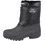 Groundwork LS88 Mens Mucker Stable Yard Waterproof Winter Snow Zip Boots Wellies (9 UK, Black Leather PU)