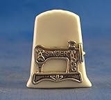 Birchcroft Porcelain China Collectable Thimble - Antique Silver Singer Sewing Machine