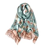 STORY OF SHANGHAI Womens 100% Natural Mulberry Silk Scarf Multi-use Scarves for Ladies,Butterflies in the blossoms