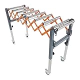 Bora Portamate Adjustable Conveyor Roller Stand, Infeed/Outfeed Support, Expandable Gravity Conveyor, 135kg Weight Capacity, Locking Swivel Castor Wheels, PM-2700