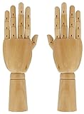 Quickdraw Supplies 12" Wooden Hand Body Artist Model Jointed Articulated Flexible Fingers Wood Sculpture Mannequin Model (Pair of Hands)