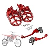 BIUGERCN Motorcycle Brake Lever Clutch Lever Set and Foot Pegs Pedals Aluminum for CR125 CR250 CRF 250 CRF 450 Red