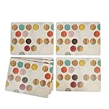 Creative Tops Placemats Set of 6, Retro Spot, Cork-Backed, Wooden Table Mats, Multi-Colour