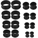 LEEQ 16 Pieces Silicone Flesh Tunnels Ear Stretchers Plugs Body Piercing Expanders, Black by LEEQ