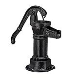 Relaxdays Decorative Pump, Mini Water Pump, Antique Design, Hand Pump, Weatherproof, Garden Ornament, Cast Iron, Black