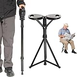ALEVMOOM Upgraded Walking Stick with Seat, Capacity 550lbs Foldable Shooting Stick for Adults, Portable Seats for Seniors, Easy Carry Stool for Hiking Traveling Camping (Black)