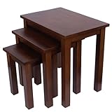 Kemtpase Oak 3 Nest of Tables, Solid Wooden Nesting Tables, Wooden Table Lamp, Plant Table, Multifunctional Nested Coffee Table, Side Tables for Living Room