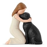 Carracci Love My Black Dog Figurines Statues, Girl Black Dog Angel Friendship Remembrance Gifts for Dog Mom, Sculpted Hand-Painted Figures for Dog Lovers