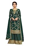 TRENDMALLS Women's Georgette Embroidery Kurta Sharara Suit Set Stitched (UKTM.G75-DarkGreen-M)