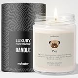 Pug Gifts - Luxury Soy Wax Candle - Vanilla, Jasmine, Sugared Almond - Makester