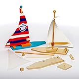 Baker Ross EF666 Wooden Sailboat Kits (Pack of 2) For Kids To Decorate, Arts and Crafts, 19cm