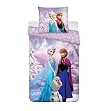 Disney Frozen Baby Bedding Set 100% Cotton | Duvet Cover 100x140 cm and Pillowcase 40x45 cm for Toddler Bed | Frozen Elsa & Anna Design | Soft Natural Bed Linen for Girls & Toddlers