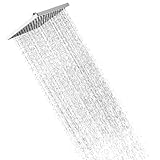 Hibbent Rain Shower Head 12 Inch, Stainless Steel Cover Rain Shower Head, Square Built-in Shower Heads, Swivelling Beam Angle, Lush Shower Experience, Easy Installation, Chrome
