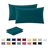 Rohi Luxury Teal Pillowcases 2 Pack | Ultra-Soft Polycotton Pillow Covers with Envelope Closure | Breathable, Anti-Allergy, Fade & Wrinkle Resistant Pillow Case Standard UK Size 50x75cm (Teal)