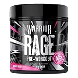 Warrior Rage Pre-Workout Powder, 300 mg Caffeine High Stim Energy Booster with Beta-Alanine, Creatine, BCAAs, Citrulline & AAKG for Focus, Strength & Muscle Pump - Blazin' Berry